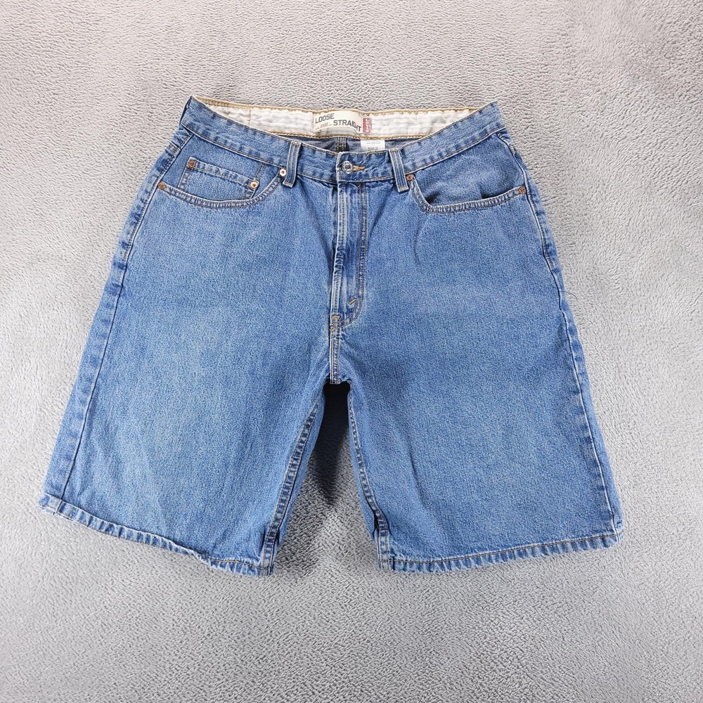 Levis 569 Jean Shorts Mens 36 Blue Denim Relaxed Bermuda 9" Medium Wash Jorts